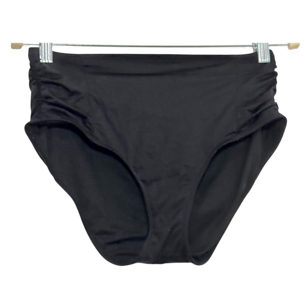 Mossimo Women Black High Waisted Ruched Bikini Bottoms Size Medium Full Coverage